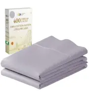 Standard Queen Size Pillowcase Set - 400 Thread Count, 100% Cotton Sateen, Se...