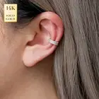 14K REAL Solid Gold Cubic Zirconia Wide Bold Ear Cuff Ring No Piercing Ear Cuff