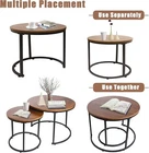 Coffee Table Nesting Side round Set of 2 End Table Top Sturdy Metal Frame Desk