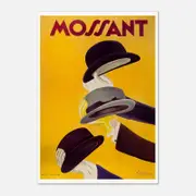Galrie Mossant Hat Company Vintage Framed Advertising Poster for Home Décor Art Print, Poster Only, A1 60 x 84cm (23 x 33inch)