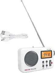 AM/FM Portable Radio with Digital LCD Display, Volume Control, Loud Audio Speaker Player