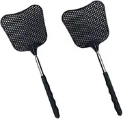 Plastic Telescopic Fly Swatters, 2Pcs Durable Plastic Fly Swatter Heavy Duty Set,Telescopic Fly Swatters Plastic Telescopic Fly Swatters,Plastic Telescopic Fly Swatters with Stainless Steel Handle