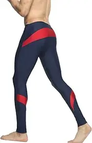 [SEOBEAN] TAUWELL Mens Sports Compression Tights Leggings (L(31-33"), 6143 Navy/Red)
