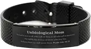 [Generic] Black Shark Mesh Bracelet Unbiological Mom - Inspirational Psalm 145:18-19 Gifts for Mothers Day, Birthday, Christmas - Unique Jewelry for Her with Hope and Confidence, Small, Silver Plated Zinc,