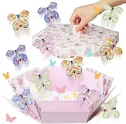 Auidy_6TXD Butterfly Explosion Gift Box, Flying Butterfly Surprise Gift Box 5.7x5.7x5.5 inches, DIY Exploding Surprise Flying Butterfly Gift Box for Gift, Birthday, Wedding, Party, Anniversary