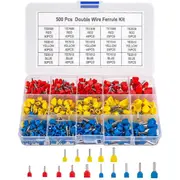 Double Wire Ferrules Kit, 500Pcs Wire Ferrule Terminals, Insulated Ferrule Crimp Pin Terminals, Cor As Shown