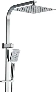 Cefito Shower Head, 10" Rain Hand Showers Rail Taps Holder Handheld Showerhead Bath Accessories Bathroom Set Fixtures Wall, with Stainless Steel Water Hose High Pressure Portable Silver