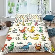 3D Dinosaur Pattern Duvet Cover 3Pcs Bedding Set Cartoon Comforter Quilt Cover for Boys Girls Bedroom Decor Microfiber Bedspread with Hidden Zipper Comforter Cover,Superking（240x270cm）