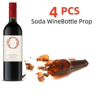 Fake Glass Red Wine Bottles Breakaway Standard Beer Soda Bottles Props 4pcs/set