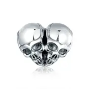 Silver plating Punk Skulls Heart-shape Charm for Bracelet or Bangle Jewelry