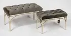 Handmade Tufted velvet OTMS /Rec benches L2 with Gold metal base -Charcoal GReY