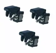 Set of 3 12V 20A Carbon Fiber Cover Rocker Toggle Switch SPST ON/OFF