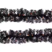 Black Halloween Lighted Garland With Orange Lights