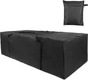 Garden Furniture Cushion Storage Bag, Waterproof, Anti-UV Heavy Duty Rip Proof Oxford Outdoor Cushion Storage Bag Patio Seat Cushion Cover Christmas Tree Storage Bag (173x76x51cm)-Black