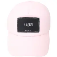 在飛比找Yahoo奇摩購物中心優惠-Fendi Roma 字母刺繡標籤純棉帆布棒球帽(粉色)