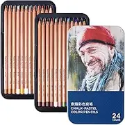 LIGHTWISH Professional Pastel Pencils for Artists set of 24 colors for Portrait Painting and more -ideal for mixed media layering, blending, and mark making as well as traditional paste painting