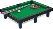 Mozlly Tabletop Pool Table Billiard Game Set – Kids and Adults Classic Mini Pool Table Set with Travel-Sized Billiards Balls, Rack, and 2 Cue Sticks, Cute Snooker Table Top Pool Table – 8.1x4.5