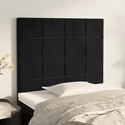 Upholstered Headboards 2 Pcs Black Velvet, Adjustable Height Wall Mounted Head Board Set for Full, King Size Beds Frame, Soft, Tufted Headboard