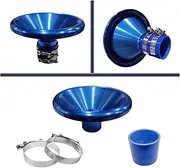 3" Short Cold Air Compressor Intake Inlet Velocity Stack Turbo Horn Kit Bellmouth Velocity Stack Adapter Silver Blue Red Black (Color : Blue)