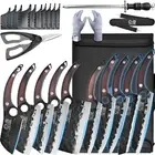XYJ 10 pcs Kitchen Knife Set Forged Chef Knives Vegetable Meat Cleaver Carving N