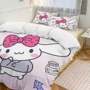v765 Cinnamoroll 3-Piece Twin Bed Set - Includes 1 Single Comforter And 2 Pillowcases Bedding - Fade Resistant Microfiber - Cinnamoroll io765