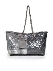 2009-2010 Grey Quilted Vinyl & Tweed Funny Patchwork Tote