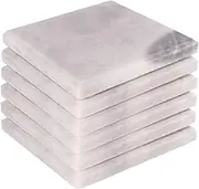 Argon Tableware White Marble Coasters - 10cm - Pack of 6 - Square Drink Placemats Reusable Dining Table Drink Coaster Placemats Drinking Glass Mat Cup Bar Mats for Table Setting, Restaurants