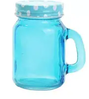 New Blue Polka Dot 4 oz Mini Mason Spice Trinket Crafts Storage Jar - 3.5" x 3"
