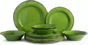 Melamine Dinnerware Set, 12-Piece Dishes Set, Lightweight and BPA Free Rustic Pl