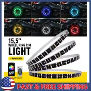 15.5" RGB & Chasing Double Flow Row LED Wheel Ring Rim Lights For Truck Car 4X