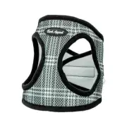 Bark Appeal Non-Choking Step In Plaid Mesh EZ Wrap Black Dog Harness - XXL