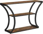 Vasagle 47.2” Sofa Table, Console Table with Curved Frames, Long Table Top Entryway Table, 2 Open Shelves, for Hallway Entryway Living Room, Rustic Brown and Black