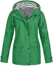 [ADJHDFH] women's rain suit,today’s deal,warehouse open box deals,women waterproof rain jacket long sleeve lightweight hiking jackets with hood travel zip up raincoat with pockets（a1-green，4xl）, A1