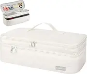 [SEPWIK] Double-Layer Travel Storage Bag Compatible with Dyson Hair Dryer and Attachments, Portable Carrying Case for Hair Dryer Brush/Volumizer/Styler/Hot Tools Scandihome Series, White(Bag Only)