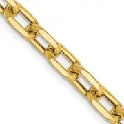 14K Yellow Gold 22 inch 4.9mm Semi-Solid Diamond-cut Open Link Cable with Lobster Clasp Chain Necklace