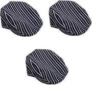 [SAFIGLE] 3pcs Unisex Flat Chef Hat Elastic Food Service Cap for Men Women Kitchen Work Hat Comfortable Breathable Beret Chef Cap for Western Restaurants