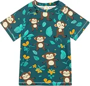 [ODAWA] Cute Monkey Kid Swim Shirt Boys and Girls Rashguard Swimming Tee Shirt Youth Rash Guard Boys and Girls
