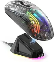 ATTACK SHARK X2 Pro Wireless Gaming Mouse with RGB Charging Dock,Tri-Mode PC Gaming Mice 2.4G/Bluetooth/Wired,Noiseless Mouse RGB Backlit,Transparent Shell,PixArt 3212 4000 DPI,for Win/MAC,Black