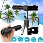 4K 10-300X40mm Telephoto Super Zoom HD Monocular Prism Lens w/ Tripod & Clip Set