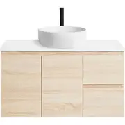 CIBO 900mm Nordic Wall Hung Bathroom Vanity with White Countertop Basin - Coast Finish