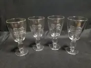 Set of (4) BUSHMILLS IRISH WHISKEY Footed Mug Coffee Glass Raised Logo Design 6"