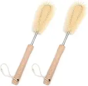 UPTALY 2 pcs Bottle Brushes (31 cm V Nylon Brush), with Beech Wood Handle, Cup Brush, Washing Brush with Long Handle, for Sports Bottles, Tumbler, Kettles, Sink, Baby Bottle, Pot, Dish