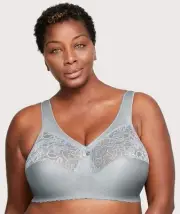 Glamorise Magiclift Original Wire-Free Support Bra - Soft Gray (Size 16D)