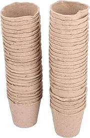 Peat Pot Nursery Cup Seed Starter Pot Biodegradable Garden Seedling Nursery Starters for Planting Vegetables Fruits Pulp Material 8cm 50Pcs