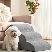 Yolispa 3 Steps Non-slip High Density Foam Dog Stairs Sofa Bed Ladder for Small Dogs