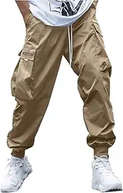 Mens Casual Jogger Pants Relaxed Fit Elastic Waist Drawstring Sweatpants Loose Fit Joggers Streetwear with Pockets