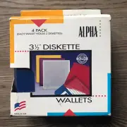 Alpha 3.5” Floppy Disk Diskette Wallets Storage Case Jewel Colors 4 pack Holds 8