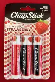 Strawberry Chapstick Classic Lip Balm 3-pack NIP
