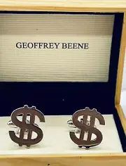 $$$ Dollar Sign Cuff Links NEW In Wooden Box By GEOFFREY BEENE