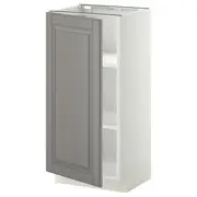 METOD base cabinet with shelves, white/Bodbyn grey, 40x37x80 cm
